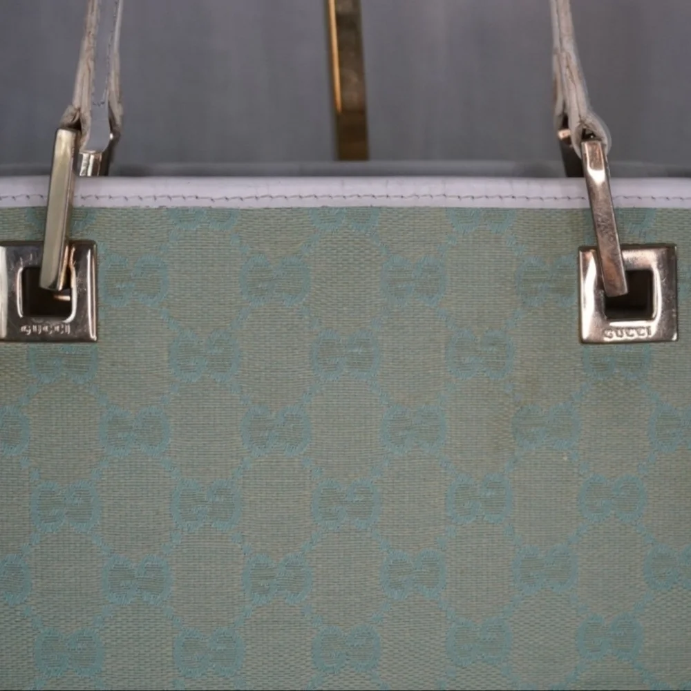 Gucci Light Green Tote with White Accents